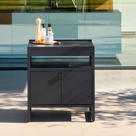Cuisine extérieure acier 2 portes L80cm noir - Kea (1/5)