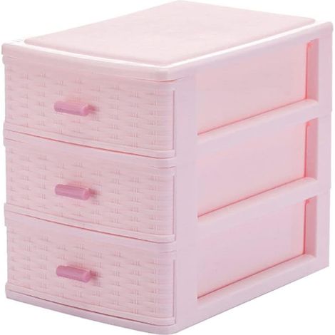 Cajón de escritorio de 3 capas, gran capacidad, para cosméticos, joyas, encimeras de baño (rosa, tamaño pequeño, 3 capas)