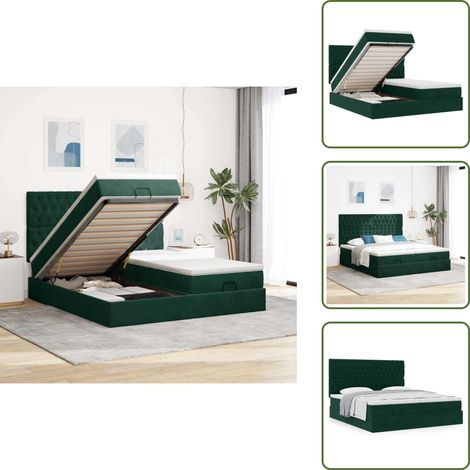 Letto matrimoniale - vidaXL Struttura Letto Pouf con Materassi 160x200 cm Velluto - Coprimaterasso lavabile