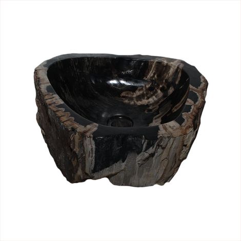 Vasque lave-mains bois fossilisé BAIN 30 à 39 cm - 39x35x15 cm - Kayu Meuble