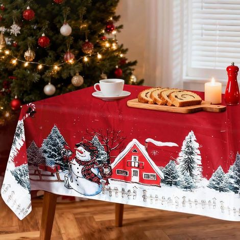 Nappe de Noël Rectangulaire, 140 x 180 cm Nappes Noel Anti Tache Décoration de Table pour Cuisine, Nouvel an, Fête de Noël (1/5)