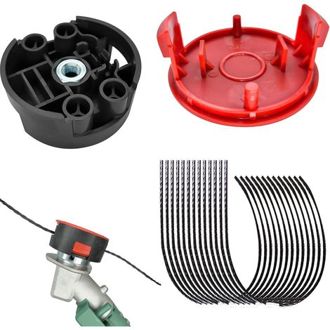 F016800431 Replacement Line for AFS 23-37 Strimmer with F016F04841 Spool Cover and F016F04839 Cutting Head, 37 cm × 3.5 mm (10 Lines + 1 Lid + 1 Head) (1/5)