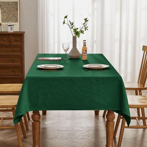 Nappe 140x180 cm Vert Forêt, déperlante, infroissable, rectangulaire