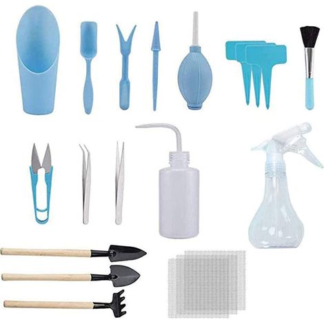 HPiano Kit de 16 Petits Outils de Jardinage Mini Ensemble d'outils à Main en Bois purifié Ensemble Plantes succulentes pour Transplantation/Entretien de Plantes à Consoles Bonsai (1/5)