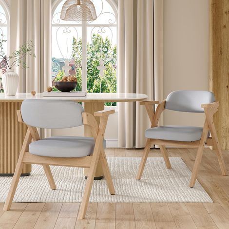 Lot de 6 chaises de salle à manger pliantes en bois massif, confortables et respirantes, pliables et faciles à ranger, idéales pour la salle à manger, le salon ou un café. Style moderne, lin, gris. (1/5)