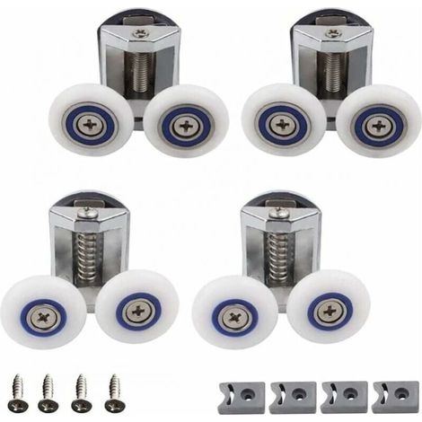 Shower door wheels, 4 pieces of double shower door wheels, shower door rollers, shower cubicle rollers, can be used as a roller replacement in the family bathroom. YMYNY