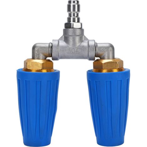 Idropulitrice ad alta pressione con ugello a doppia turbina, acciaio inox da 1/4 di pollice, turbo rotante da 4000 psi per la pulizia di auto da giardino, blu (1/5)