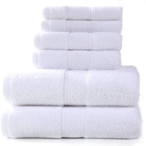 NineClouds Lot de 6 Serviettes à Usage Quotidien,Blanc--2 Serviettes de Bain 70x140cm,2serviettes de Toilette 31x31 cm,2gants de toilette34x75 cm (1/5)