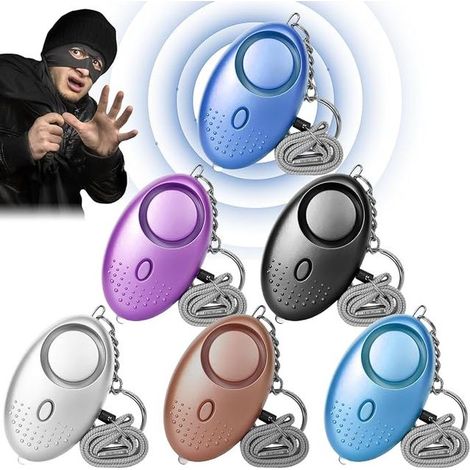 Personal Alarms LED Light Security Keychain Black, Purple, Silver, Blue, Rose Gold, Aqua (1/5)