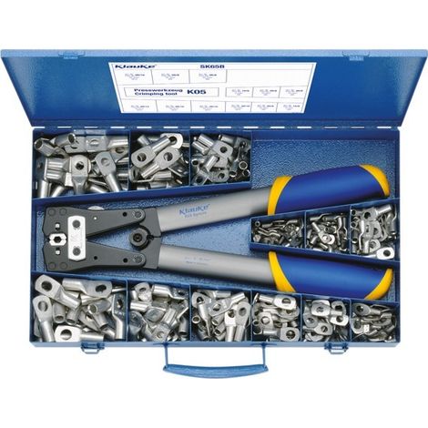 Klauke SK65B Quetschverbinder-Sortiment inkl. Crimpzange Querschnitt (max.)=50 mm² Unisoliert Silbe (1/2)