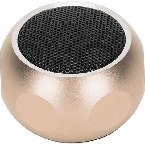 Mini enceinte Bluetooth portable, mignonne et compacte, avec cordon, idéale pour la douche, le vélo, la voiture et les voyages (dorée).