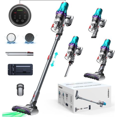 BLOSSOM Kabelloser Vertikalstaubsauger, 300 W, 60 Minuten Laufzeit, LED & Touchdisplay, Für Tierhaare, Teppiche und Hartböden - Schwarz (1/5)