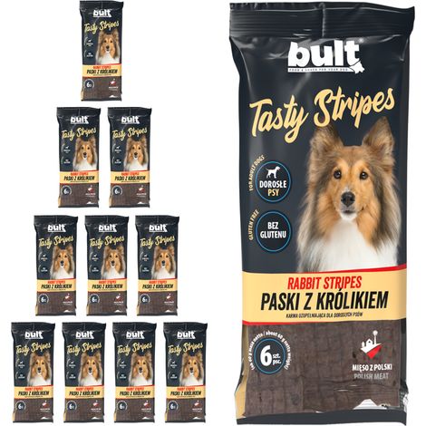 BULT Tasty Stripes Conejo, premios para perros, 10x60g (1/3)