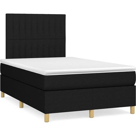 vidaXL Sommier à lattes de lit matelas et LED noir 120x190 cm tissu (1/5)