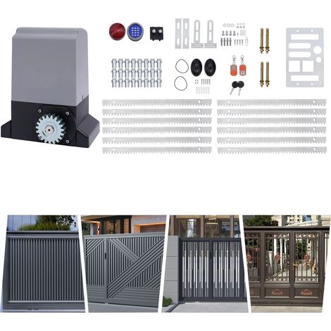 Operatore per cancello scorrevole, apricancello elettrico, motore per cancello scorrevole, kit utensili da 550 W, max. 1200 kg, lunghezza guida: 6 m, distanza telecomando: circa 50 m