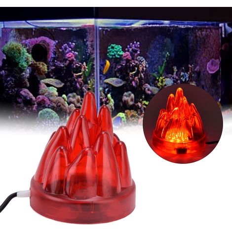 Lampe LED décorative sept couleurs pour aquarium (norme européenne 110-240 V), éclairage de plongée, effet volcan, disque lumineux à bulles rondes, lumière rouge coquillage. (1/5)