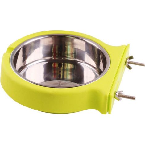 Filiyano-Gamelle amovible pour cage, Gamelle suspendue amovible en acier inoxydable pour chiens, lapins, chats et oiseaux (gris) (1/5)