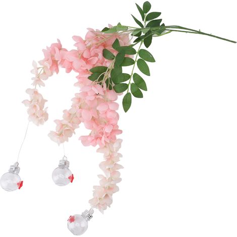 Mangeoire à oiseaux en forme de fleur de glycine, réaliste, en plastique soyeux et étanche, pour colibris, idéale pour terrasse, jardin, porche ou chambre (rose). (1/5)