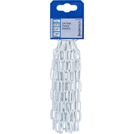 Catena ovale pretagliata Ø 2,5 mm. in acciaio bianco 2,5 mt.