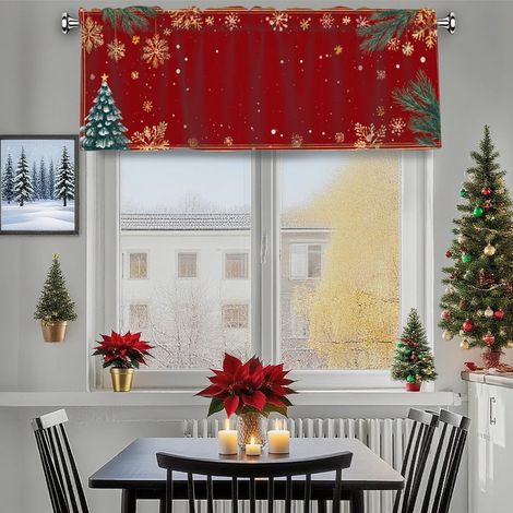 Rideaux motif neige au quotidien, décoration intérieure, rideaux de Noël, décorations de cuisine pour les fêtes, décoration de fête de Noël - Style 1 - 45 x 180 cm