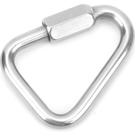 Dreieckiger Schnellverschluss-Karabiner aus Edelstahl mit Schraubverschluss für Klettern und Wandern, 8 mm Durchmesser (1/5)