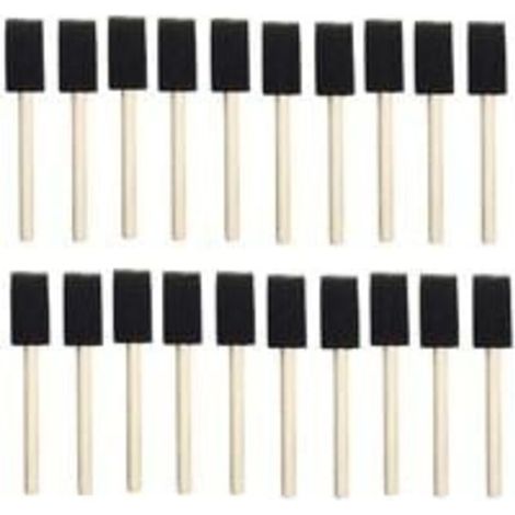 25pcs éponges en mousse peinture manche en bois pinceau flexible Poly mousse pinceau biseauté pour acryliques teintures vernis artisanat Art 1 pouce
