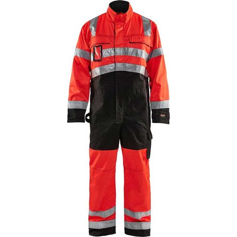 Combinaison de travail manches longues haute visibilité 6373 - Rouge fluo/Noir 40 (1/4)
