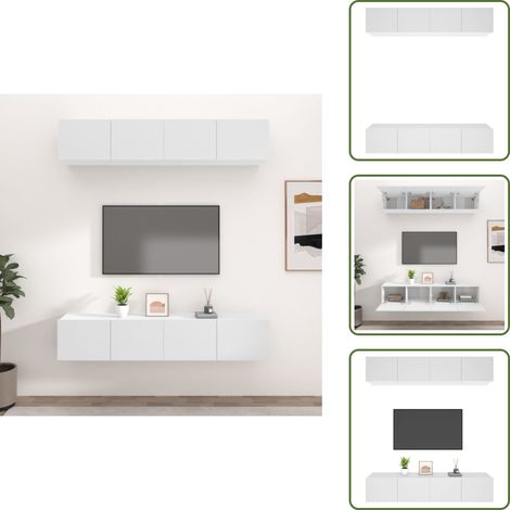 TV-Schränke 4 Stk. Weiß 80x30x30 cm Holzwerkstoff - TV Schrank - Holzwerkstoff Möbel - Wandregal - Fernsehtisch - Weißer TV Stand (1/5)