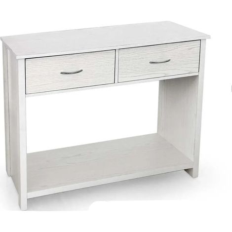 Elegante Konsolentisch aus weißem Holz 95 x 37 x 76 cm mit 2 Schubladen und modernem Design