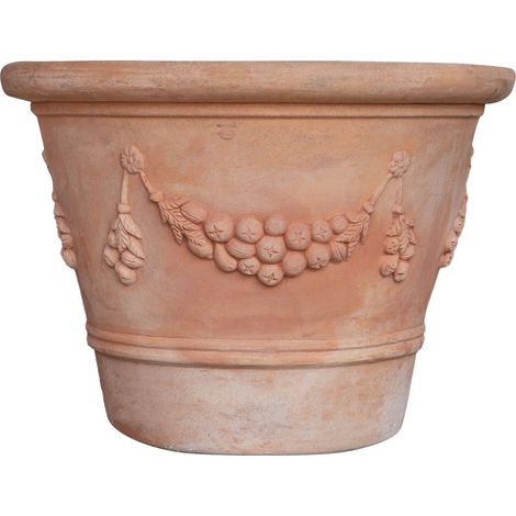 Terrakotta-Topf für Pflanzen 115x80 cm, großer Outdoor-Topf, Gartentöpfe, Balkon-Pflanzgefäß, handgefertigt Made in Italy