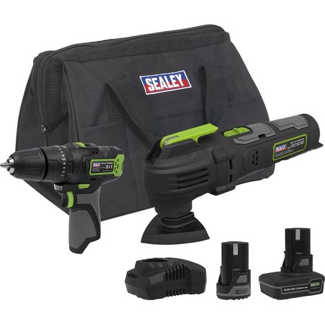 Sealey CP108VCOMBO5EU 2 x SV10.8 Series Cordless Combi Drill & Multi-Tool Kit 10.8V - 2 Batteries & Euro Plug (1/2)