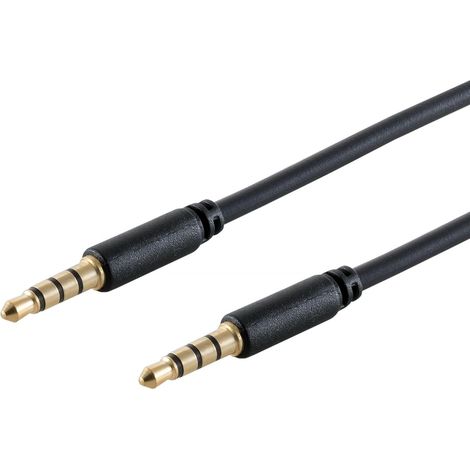 1aTTack.de 5x câbles audio TRRS 3,5 mm - Noir - Mini fiche mâle vers mini fiche mâle - Contacts dorés - Connecteurs moulés pour une transmission stable du signal