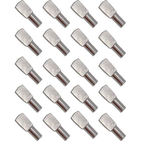 BUNTHAUS 20Pcs Taquet Etagere, Support d'Étagère Étagère Broches Cheville Etagere Supports de Plaque en Métal Nickelé pour Armoire Bureau Accessoires - 5mm19mm