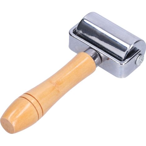 Rouleau à bord en cuir, manche en bois, estampage fourrure pour collage et laminage DIY, 60 mm (1/5)