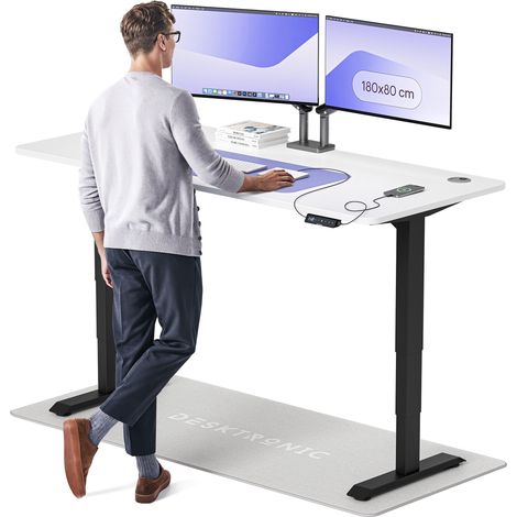 Desktronic Bureau assis debout HomePro - 180x80cm - Noir/Blanc