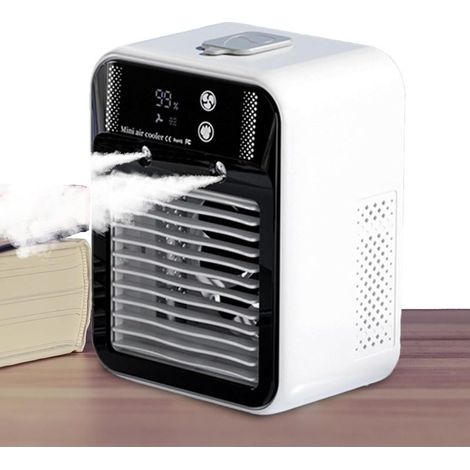 Ventilateur de climatiseur personnel, petit ventilateur de refroidissement, affichage numérique, 2 vitesses et 2 réglages de brume (1/5)