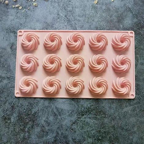 Moules à gâteaux en silicone en forme de mini spirale, 15 cavités, pour la cuisson de desserts, mousses et autres gâteaux, chocolats et autres préparations.