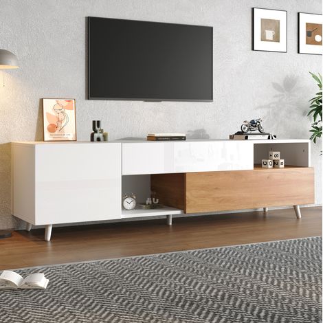 Sideboard TV Möbel aufbewahrung 180x38x50 Weiß OKMYHOME (1/5)