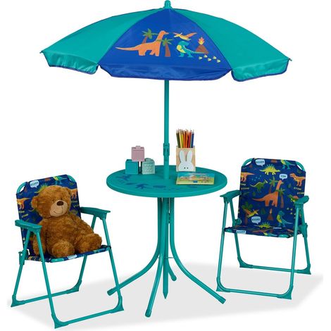 Conjunto de muebles de exterior para niños de 4 piezas con sombrilla