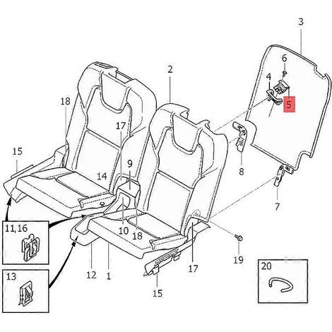 Poignée extérieure de déverrouillage du siège arrière pour Volvo XC90 16-23, 2e/3e rangée (1/4)