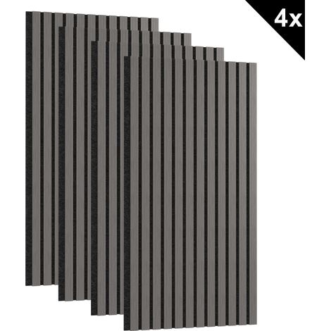 Froadp Panneaux muraux décoratifs acoustiques en MDF, chêne noir, lot de 4, 1 200 x 600 x 20 mm, classe de réaction au feu : B1, classe environnementale : E1. (1/5)