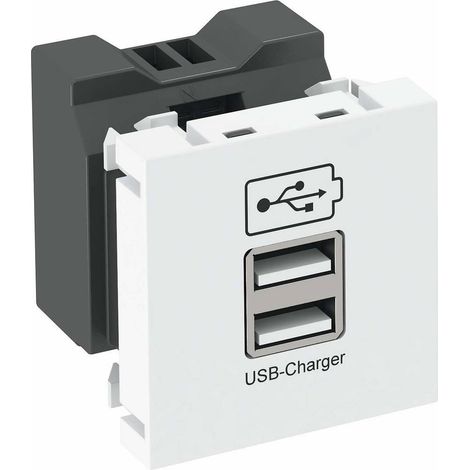 OBO Bettermann Chargeur USB avec courant de charge de 2.1 A 45x45mm Polycarbonate blanc pur RAL 9010, 6105300 (1/2)