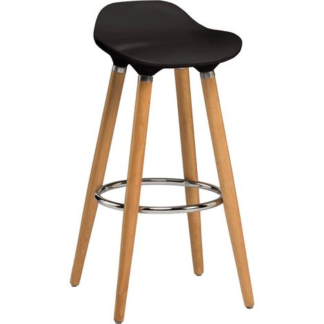 Interiors by Premier Black Abs Beech Wood Bar Stool, Easy to Clean Kitchen Bar Stool, Footrest Support Bar Stool (1/2)