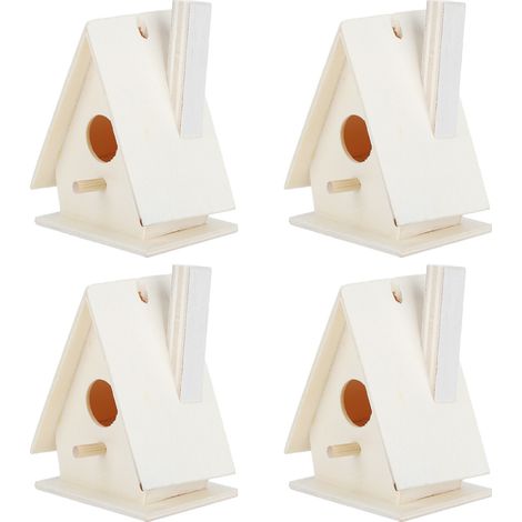Lot de 4 nichoirs suspendus en bois pour l'extérieur, cages de nidification, décoration de jardin (1/5)