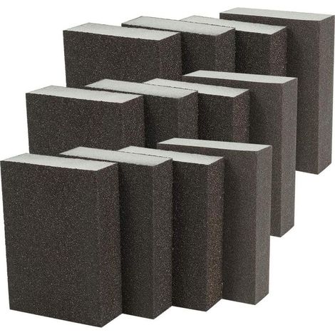 Esponja de lijado (12 piezas): Surtido de 4 granos (grueso, medio, fino, superfino), lavable, reutilizable, bloques de lijado y kit. (1/5)