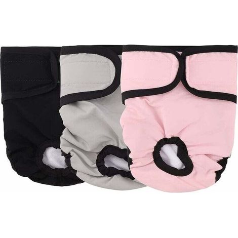 Lot de 3 Couche pour Chien,(L)Couches Chien Lavable Couches réutilisables pour Chien Lavables Culotte pour Chien Femelle Serviettes Hygiéniques de Chien pour Différents Types de Chiens (1/4)