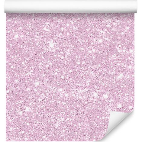 Papier peint à paillettes rose poudré, centre rose poudré 50x1000 cm (1/5)