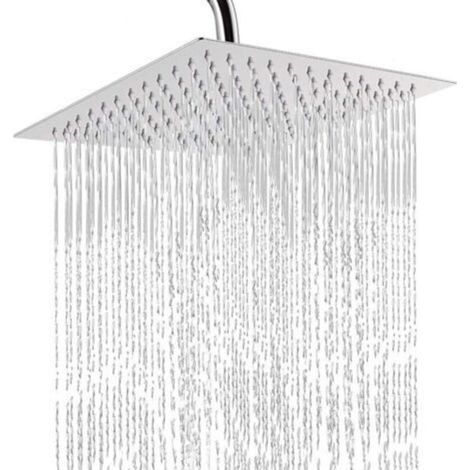 Cabezal de ducha cuadrado ultrafino de 10 pulgadas y alta presión, fabricado en acero inoxidable 304 con boquilla antical ajustable.