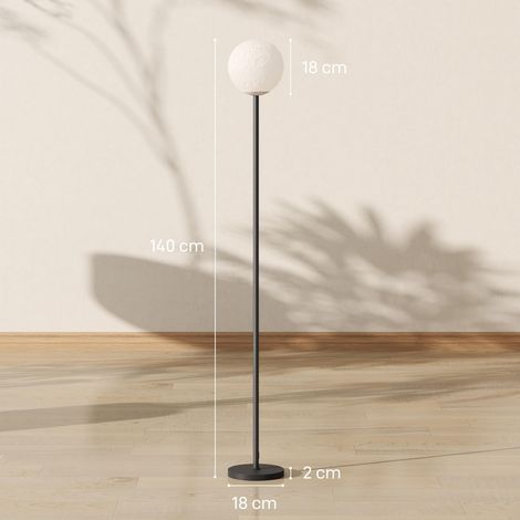 Lampadaire avec abat-jour en forme de lune, interrupteur au pied, 3 températures de couleur, métal, noir (1/5)