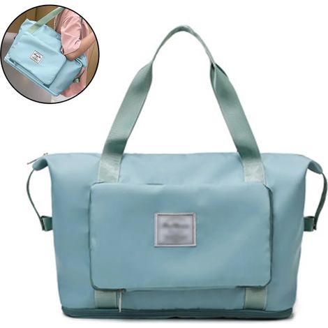Bolsa de viaje plegable con gran capacidad Equipaje impermeable para ir de compras al gimnasio Equipaje de mano Bolsa de viaje plegable, bolsa de compras de hombro, bolsa de deporte (1/5)